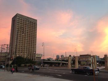 View of city at sunset