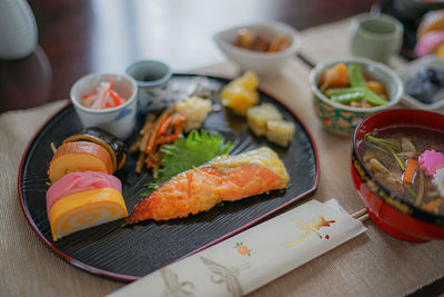 Close-up of food on table