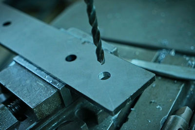 Detail of a steel drill for drilling metal