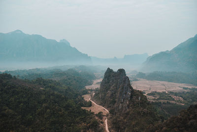 Aerial view of mountains against sky