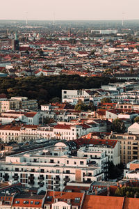 High angle view of townscape against sky