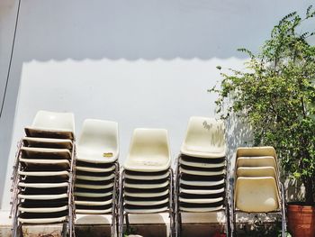 Close-up of empty chairs