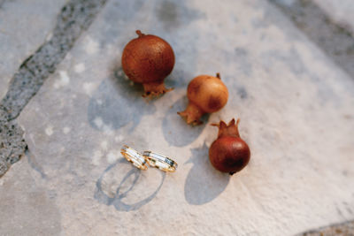 High angle view of fruits on table