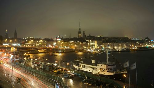 Illuminated cityscape at night