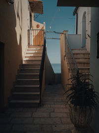 Staircase amidst buildings