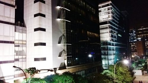 Low angle view of buildings at night