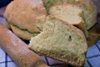 High angle view of bread on table