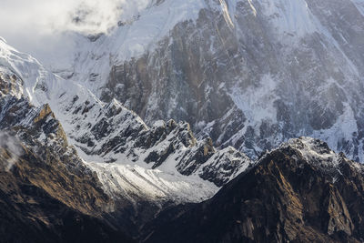 Aerial view of snowcapped mountains