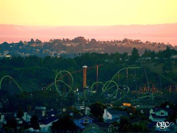 Amusement park in city at night