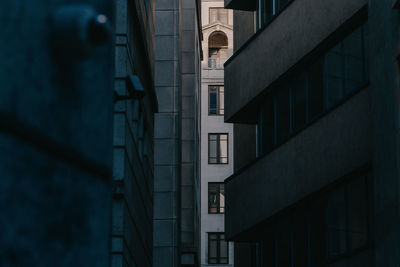 Sunlight illuminates a commercial office building in the city of london financial district in uk.