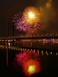 Firework display at night