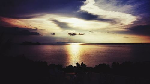 Scenic view of sea against cloudy sky