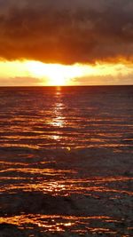 Scenic view of sea against cloudy sky