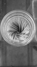 Directly above shot of glass jar on table