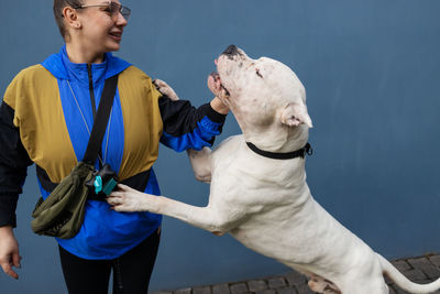 Woman training her dog