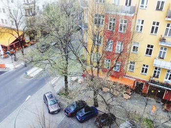 Cars parked on city street