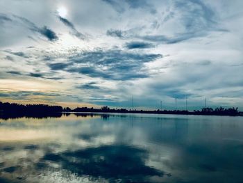 Scenic view of lake against sky