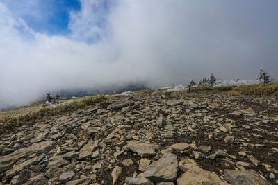 Scenic view of land against sky