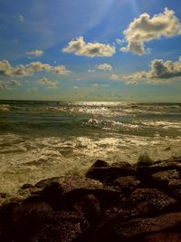 View of sea against cloudy sky