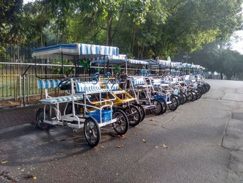 Vehicles parked on street in city