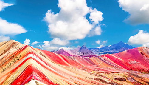 Panoramic view of snowcapped mountain against cloudy sky