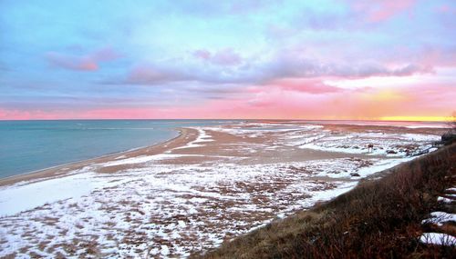 Winter at lighthouse beach in chatham, cape cod