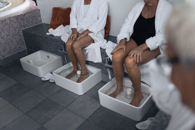 Woman having footbath