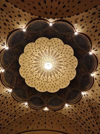 Low angle view of illuminated lamp