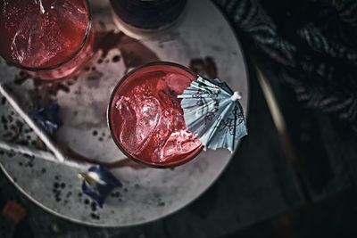 High angle view of fruits on table