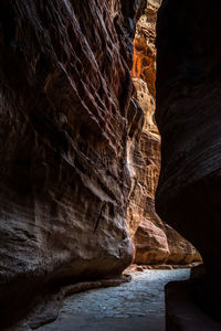 The siq, a sandstone canyon in petra, jordan, on the way to the treasury