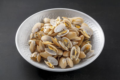 High angle view of food in bowl on table