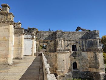 View of historic building against clear blue sky