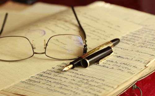 Close-up of eyeglasses on table