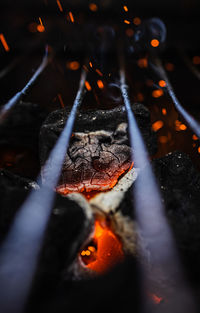 High angle view of bonfire