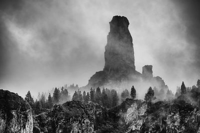 Scenic view of mountains against cloudy sky