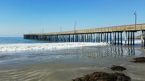 View of pier on beach