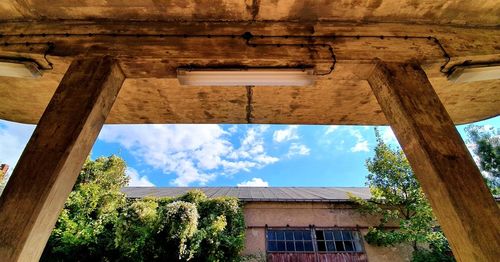 Low angle view of old building against sky