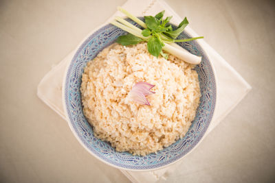 High angle view of food in bowl