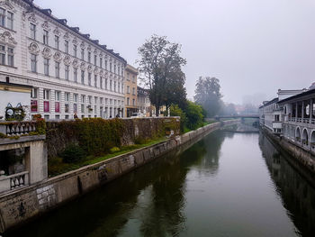 Canal amidst buildings against sky in city