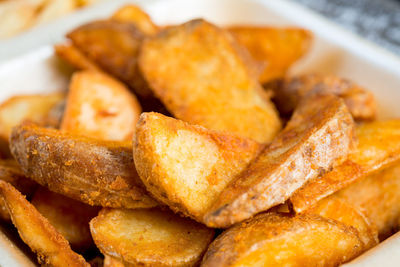 Close-up of french fries in bowl