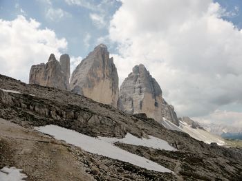 Scenic view of mountains against cloudy sky