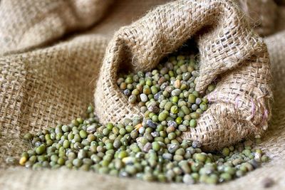 Mung beans in sack