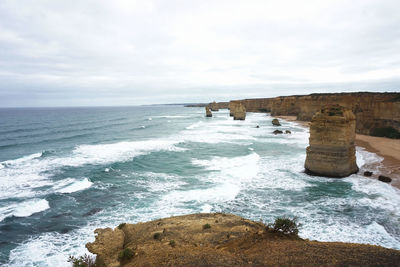 Scenic view of the twelve apostles against sky