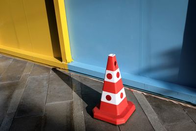 High angle view of traffic cone.