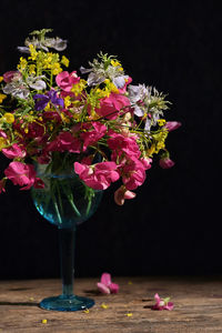 Close-up of pink flower pot on table