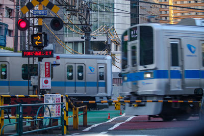 Train on railroad station