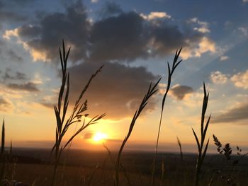 Silhouette landscape against sky during sunset