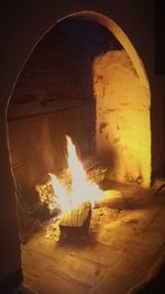 Close-up of illuminated fire at night