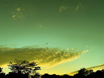 Silhouette of birds flying against the sky