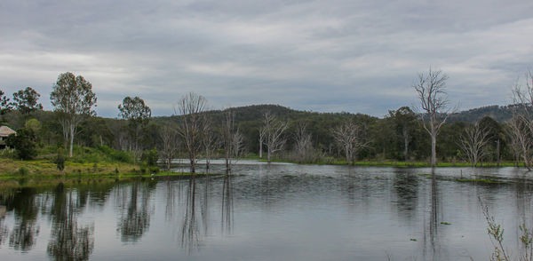 Scenic view of lake against sky